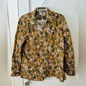 Duluth Trading Co Free Swingin' Flannel Size XL. Autumn Floral Mushroom Vintage